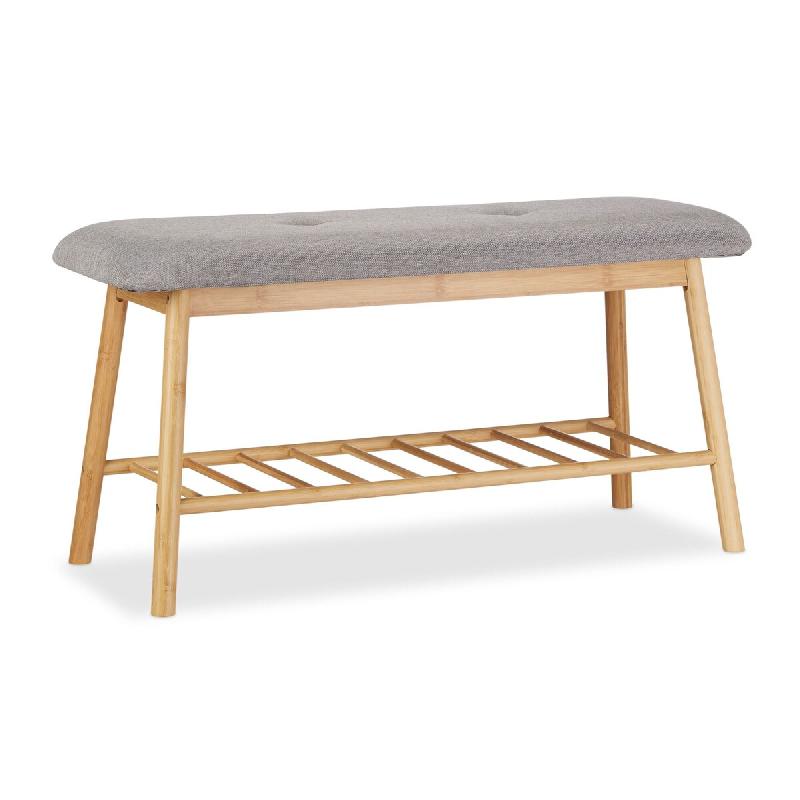 Helloshop26 - Banc à chaussures scandinave confortable rangement 90 x 30 x 45 cm en bambou clair 13_0005345 - Bambou 3000242558144_0