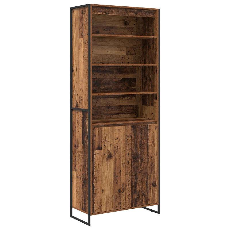Helloshop26 - Lot de 2 armoires hautes rectangulaires modernes d'usage intérieur rangement pratique 79 x 36 x 200 cm en bois ancien 02_0056107 - Bois_0