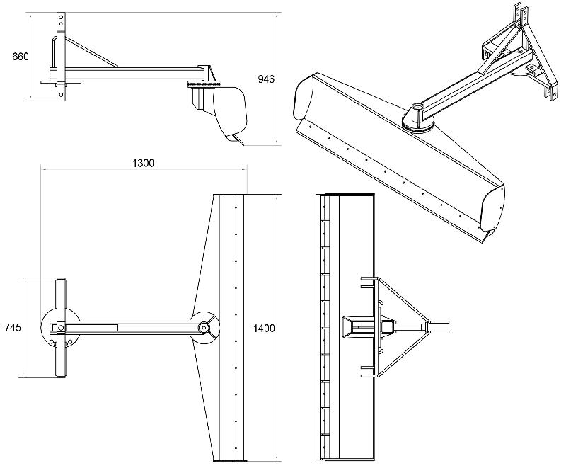Lame niveleuse 140 cm pour micro-tracteurs - Rotation 360° - Attelage trois points Torros TANVA140_0