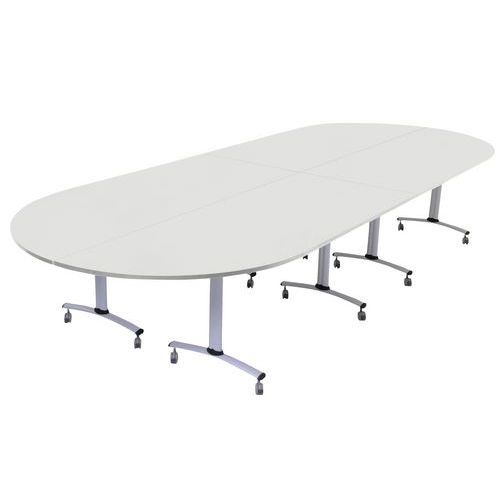 PACK AXE STRATIFIÉ 4 TABLES ANGLE INTÉGRÉ D/G 205*80 GRIS/ALU - MANUTAN EXPERT