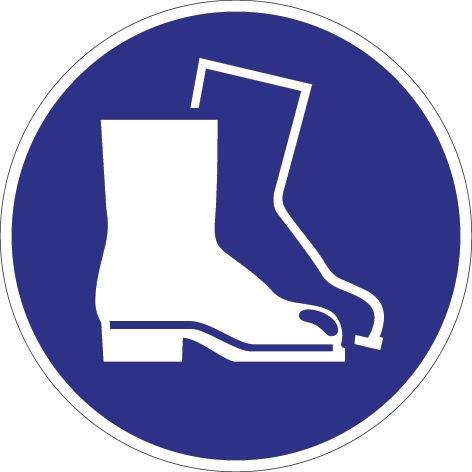 Pictogramme d'obligation - Protection des pieds obligatoire - Film autocollant selon ASR A1.3/DIN EN ISO 7010_0