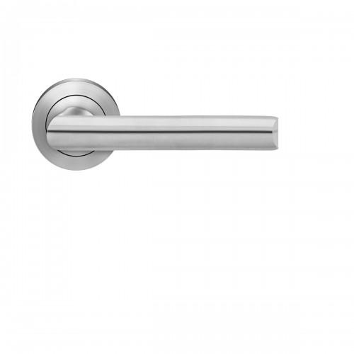 POIGNÉES DE PORTE SUR ROSACES RONDES ER 55 PARIS - INOX SATINÉ - BEC DE CANE KARCHER DESIGN