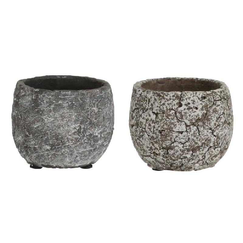 Pots ronds effet pierre gris  Ø8 x H6,5cm - par 2_0