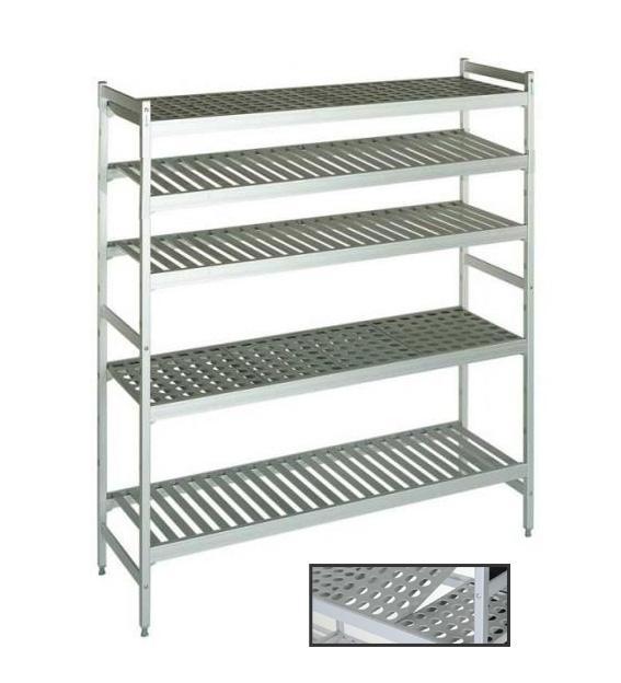 Rayonnage alimentaire duralinox 5 niveaux clayette polymere ajouree h2400 p360 fermod_0