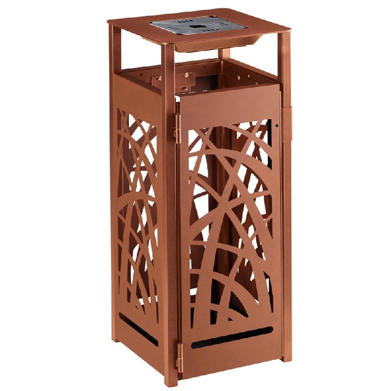 ROSSIGNOL CORBEILLE A POSER OU A FIXER CYBEL - 110 L - AVEC CENDRIER 1.5L - EFFET CORTEN