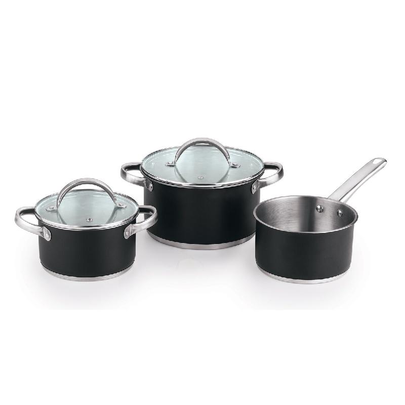 San Ignacio - Batterie de Cuisine 5 Pièces (2 Casseroles avec Couvercle + Casserole) en Acier avec Revêtement HTR Ind Ronda - multi-matériau Q4196_0