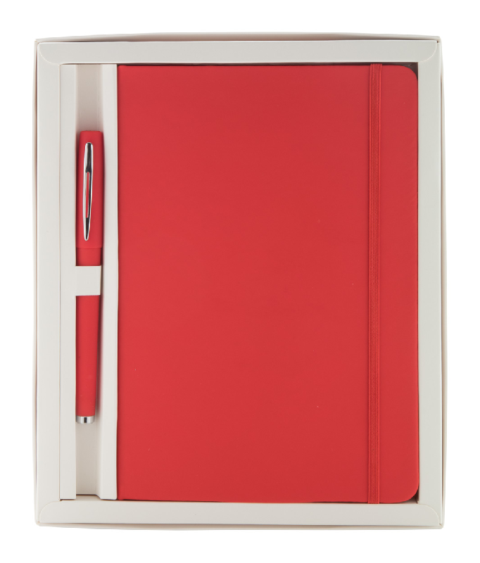 Set bloc-notes en simili-cuir - 100 pages non lignées - Stylo à bille assorti - Encre bleue - Livré en boîte cadeau_0