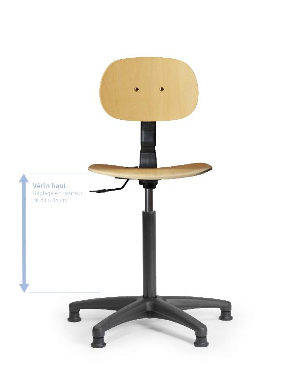 Siège d'atelier en bois avec contact permanent - réglages multiples, robuste et résistant_0
