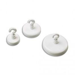 SIGN BLISTER DE 3 CROCHETS DE SUSPENSION MAGNÉTIQUE FORCE 4KG, DIAM 2.5 CM BLANC