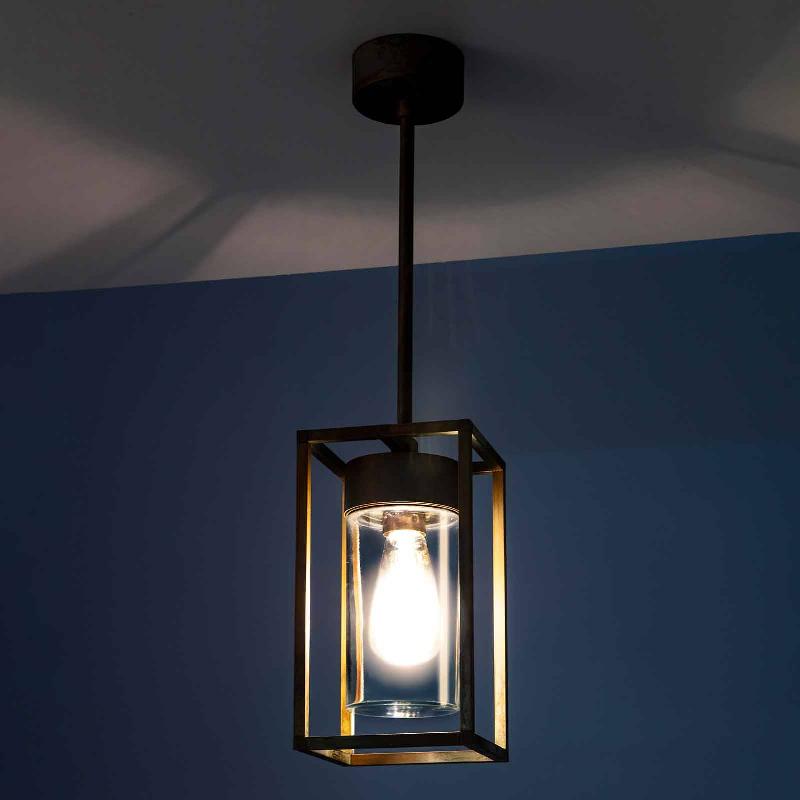 MORETTI LUCE SUSPENSION CUBIC³ 3368 LAITON ANCIEN/TRANSPARENT