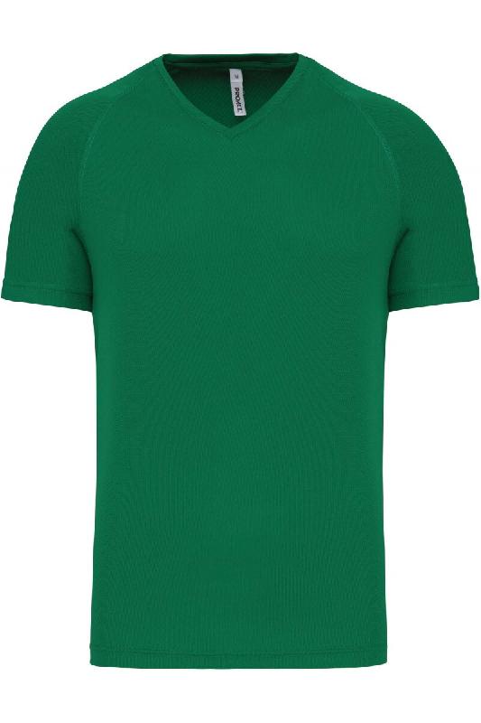 T-shirt de sport manches courtes col v homme Kelly Green S 100% Polyester - S vert 3663639081719_0