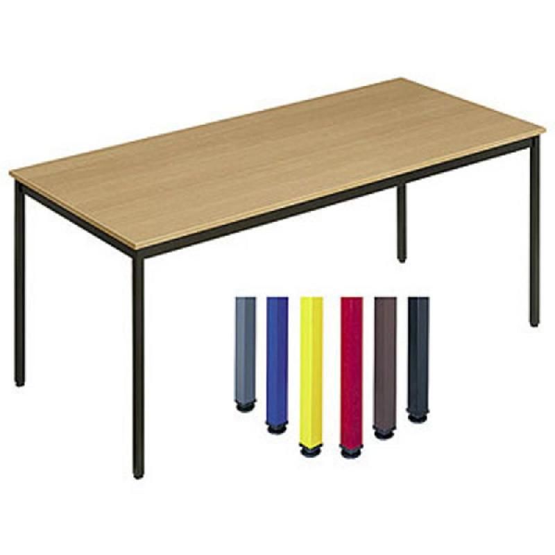 TABLE POLYVALENTE RECTANGLE - L. 180 X P. 80 CM - PLATEAU HÊTRE - PIEDS ROUGE