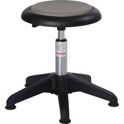 TABOURET MICRO OCTOPUS-IMITATION CUIR-MEDIUM-PATIN-GRIS - GLOBAL PROFESSIONAL SEATING