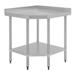 Vogue Table d'angle de travail avec rebord et étagère 80 x 60cm - inox CB907_0