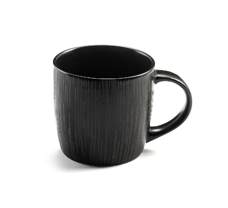 TASSE ROND NOIR GRÈS 28 CL MAGMA MEDARD DE NOBLAT