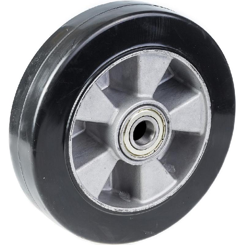 Roue de 200 mm avec caoutchouc élastique noir sur centre en aluminium_0