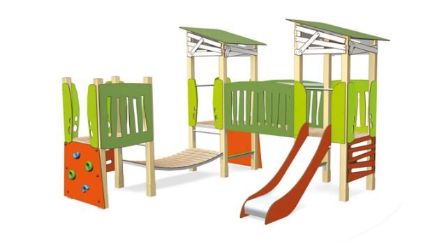 Structure de jeux à 3 tours - Ma cabane Réf 3710 TRANSALP - Tranche d'âge 2 à 8 ans - Pour parcs, écoles et espaces verts_0