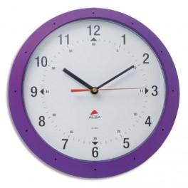 ALBA HORLOGE QUARTZ MURALE VIOLET CADRAN ABS - Ø 30 CM.  ALIMENTATION PILE 1,5V NON FOURNIE