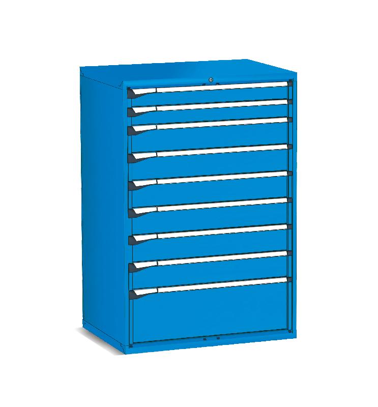 Armoire métallique Novalp L - 9 tiroirs - Bleu RAL 5012 - Dimensions utiles des tiroirs 906x600 mm_0