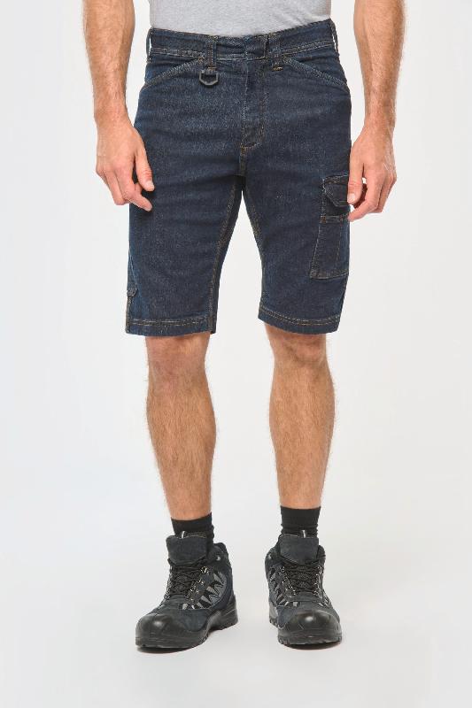 Bermuda denim multipoches homme - Réf: WK715 - 99% coton / 1% élasthanne - Lavage industriel 60°C_0