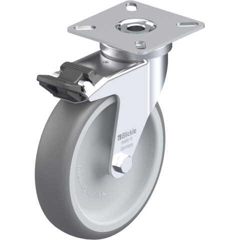 BLICKLE - ROULETTE PIVOTANTE À FREIN Ø 100MM BANDAGE CAOUTCHOUC TPE 70KG - LPA-TPA 100G-FI