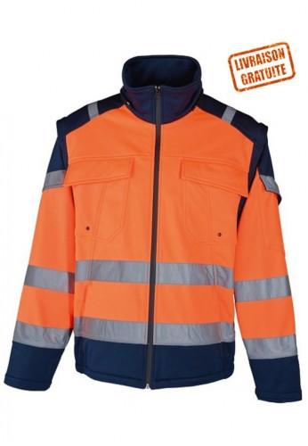 Blouson haute visibilité Softshell - Manches amovibles, coupe moderne et protection contre le froid, la pluie et le vent_0