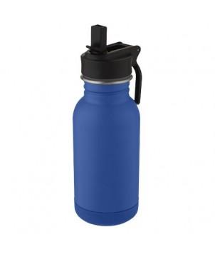 BOUTEILLE DE SPORT LINA 400 ML EN ACIER INOXYDABLE AVEC PAILLE ET BOUCLE BLEU MARINE - GOURDE DE SPORT PUBLICITAIRE
