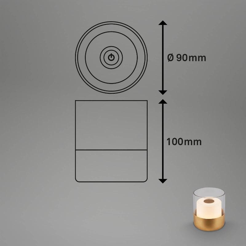 BRILONER LAMPE BATTERIE LED 7483 IP44 VARIATEUR, DORÉE