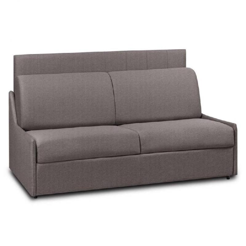 Canapé compact convertible Plaza - Tissu tweed gris taupe - Matelas 16cm - Système express 160x197cm_0
