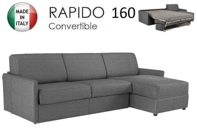 Canapé d'angle SUN - Convertible Express 160cm - Microfibre gris graphite - Matelas 16cm - Coffre méridienne_0