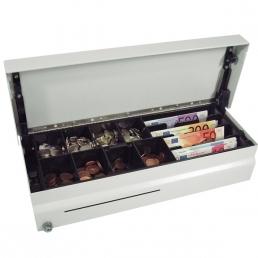 Tiroir-caisse Cash Bases CashPlus Flip Lid 460 - Ouverture en haut, 460x100x172mm, 4 compartiments à billets, 8 compartiments à pièces, 1 compartiment à reçus_0