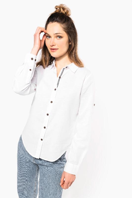 Chemise de travail lin et coton manches longues femme - Réf: K589 - Kariban_0