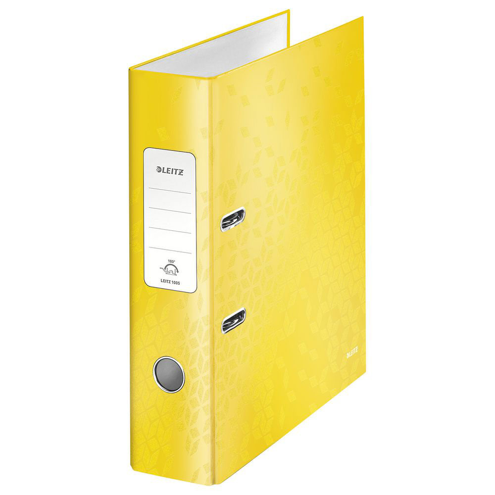 CLASSEUR A LEVIER WOW 180° LEITZ A4 PLASTIFIE - DOS 80 MM CAPACITE 600 FEUILLES - JAUNE