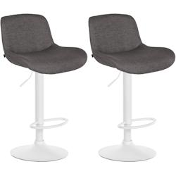 CLP Lot de 2 tabourets de bar Solon blanc Gris foncé/Tissu - gris textile 326577_0