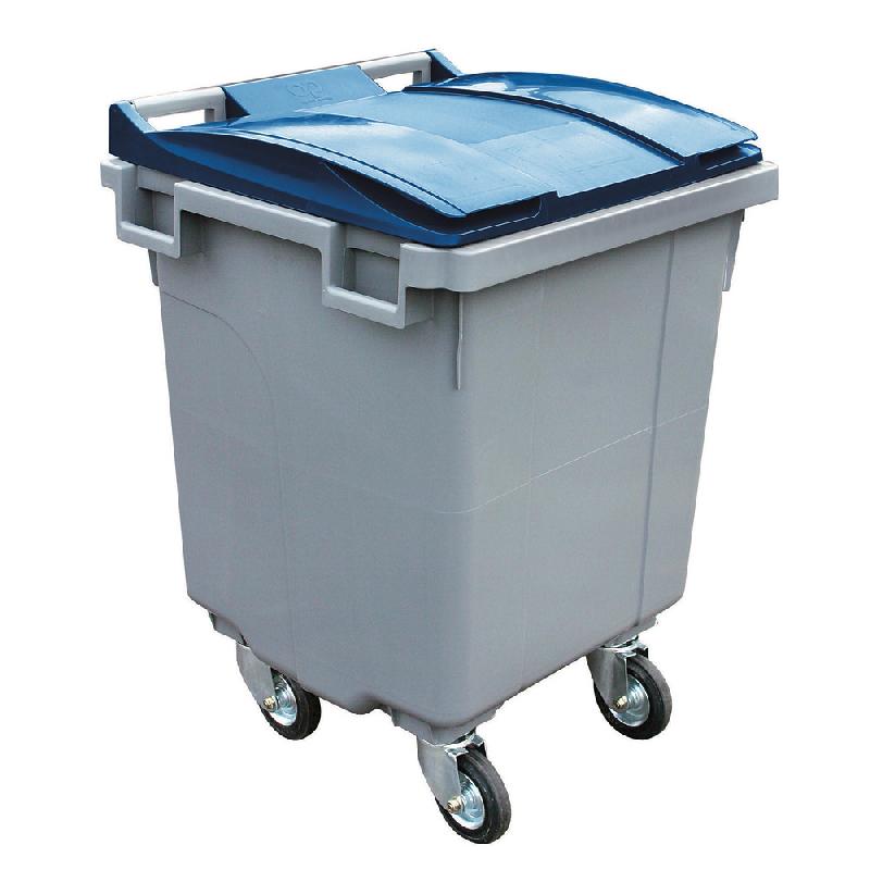 CONTENEUR  4 ROUES SULO PRISE FRONTALE 400 L GRIS/ BLEU