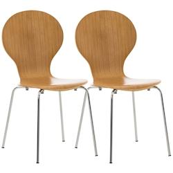 Décoshop26 - Lot de 2 chaises de cuisine salle à manger empilables dossier arrondi en bois chêne et métal chromé 10_0003091 - 3000251390025_0