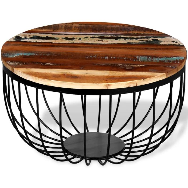 Décoshop26 - Table basse design industriel contemporaine en bois de récupération massif multicolore DEC038243 - Bois massif 3000263722128_0