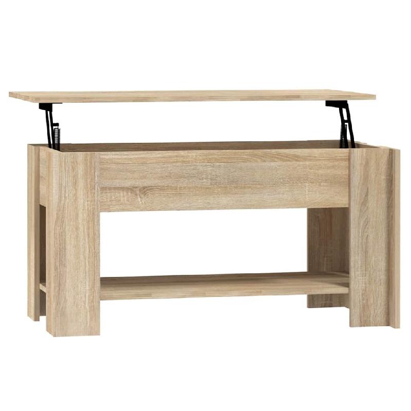 Décoshop26 - Table basse plateau relevable design moderne et contemporaine 101 x 49 x 52 cm bois d'ingénierie couleur chêne DEC038888 - Bois massif_0