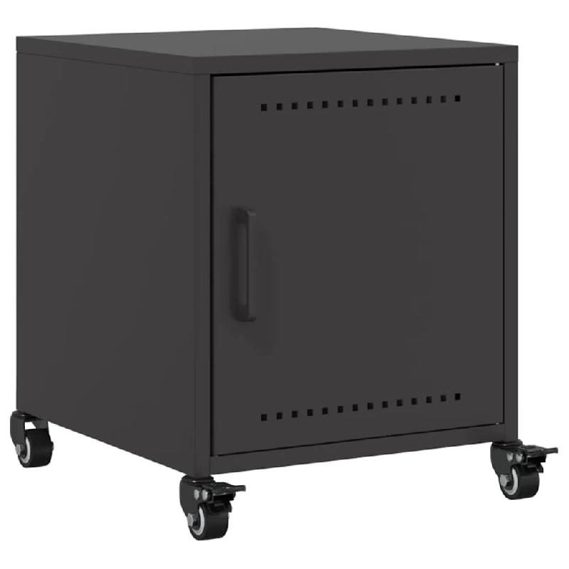 Décoshop26 - Table de chevet sur roulettes avec compartiment avec porte 36 x 39 x 43,5 cm acier noir DEC034365 - noir 3000260055199_0