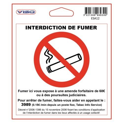 ÉTIQUETTE SIGNALÉTIQUE - ADHÉSIVE - 115X115 MM - INTERDIT DE FUMER VISO