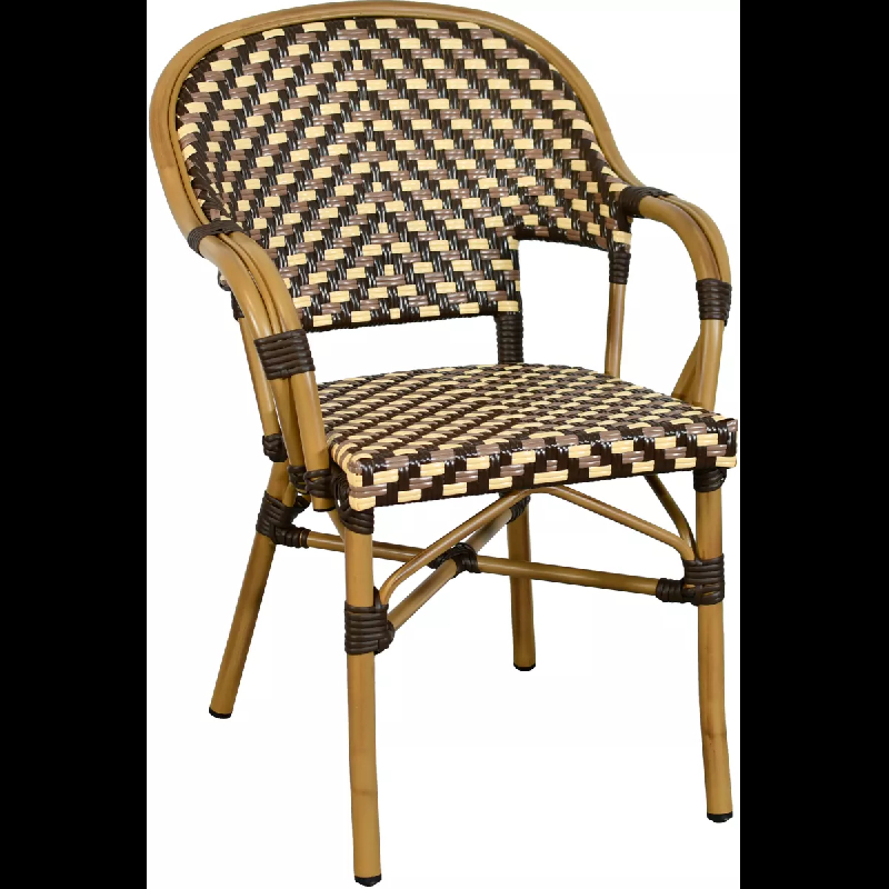 Fauteuil BENEST - Aluminium rotin tressage nylon - Extérieur empilable_0