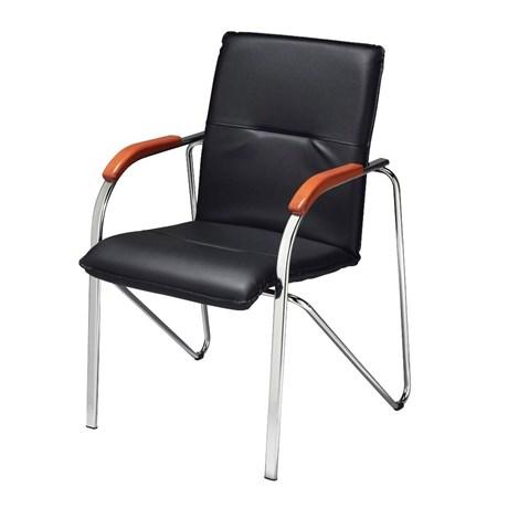 FAUTEUIL VISITEUR SAMBA NOIR ACCOUDOIRS BOIS