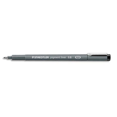 FEUTRE STAEDTLER PIGMENT LINER - POINTE CALIBREE BAGUEE METAL 0,8 MM - NOIR - ENCRE PIGMENTEE INFALSIFIABLE RESISTE AUX UV