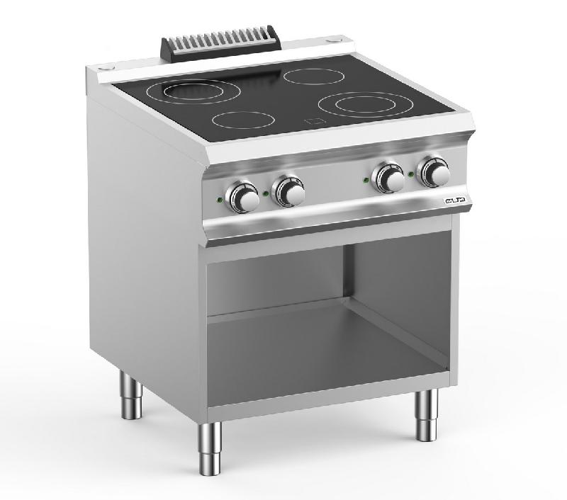 Fourneau professionnel électrique 4 plaques vitrocéramique sur soubassement libre - Domina Pro 700 VC77A - 8,6 kW_0