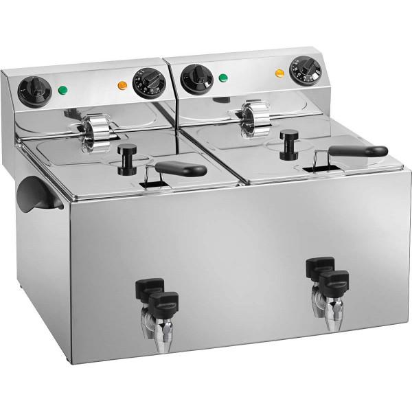 Friteuse inox professionnelle - 2 cuves 8 L avec robinet de vidange et accessoires_0