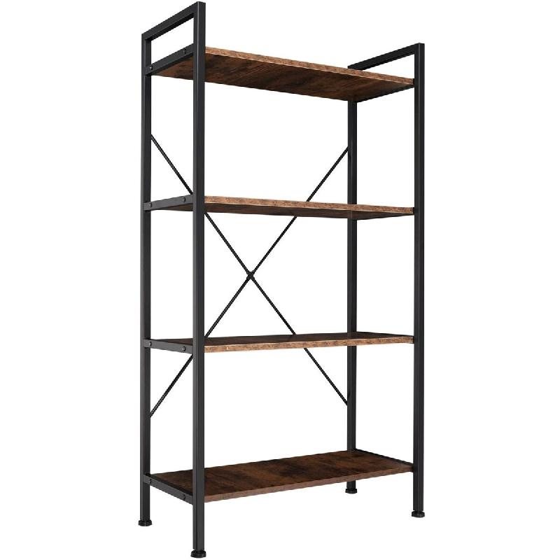 Helloshop26 - Grande étagère bibliothèque au look industriel/ vintage 4 niveaux 121,5 cm marron  08_0000278 - 3000956599785_0