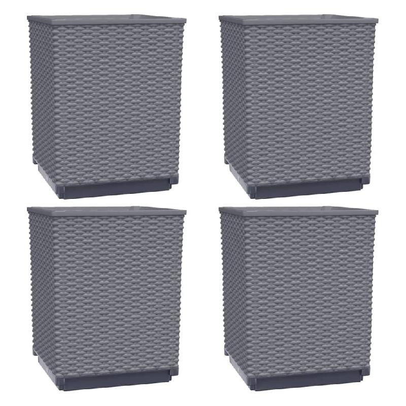 Helloshop26 - Jardinière bac lit surélevé plantes fleurs jardin terrasses lot de 4 30 x 30 x 37 cm polypropylène gris 02_0039110 - gris 3000218056346_0