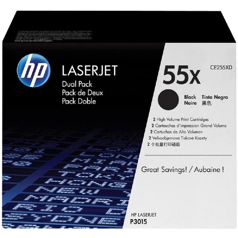 HEWLETT PACKARD TONER ORIGINAL 55XD (CE255XD) - TWIN PACK - COULEUR: NOIR (LOT DE 2 CARTOUCHES)