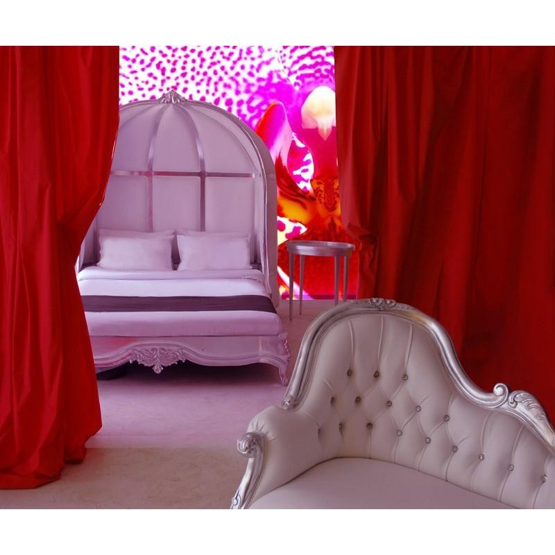 LIT EN FORME DE CARROSSE ASPECT CUIR BLANC