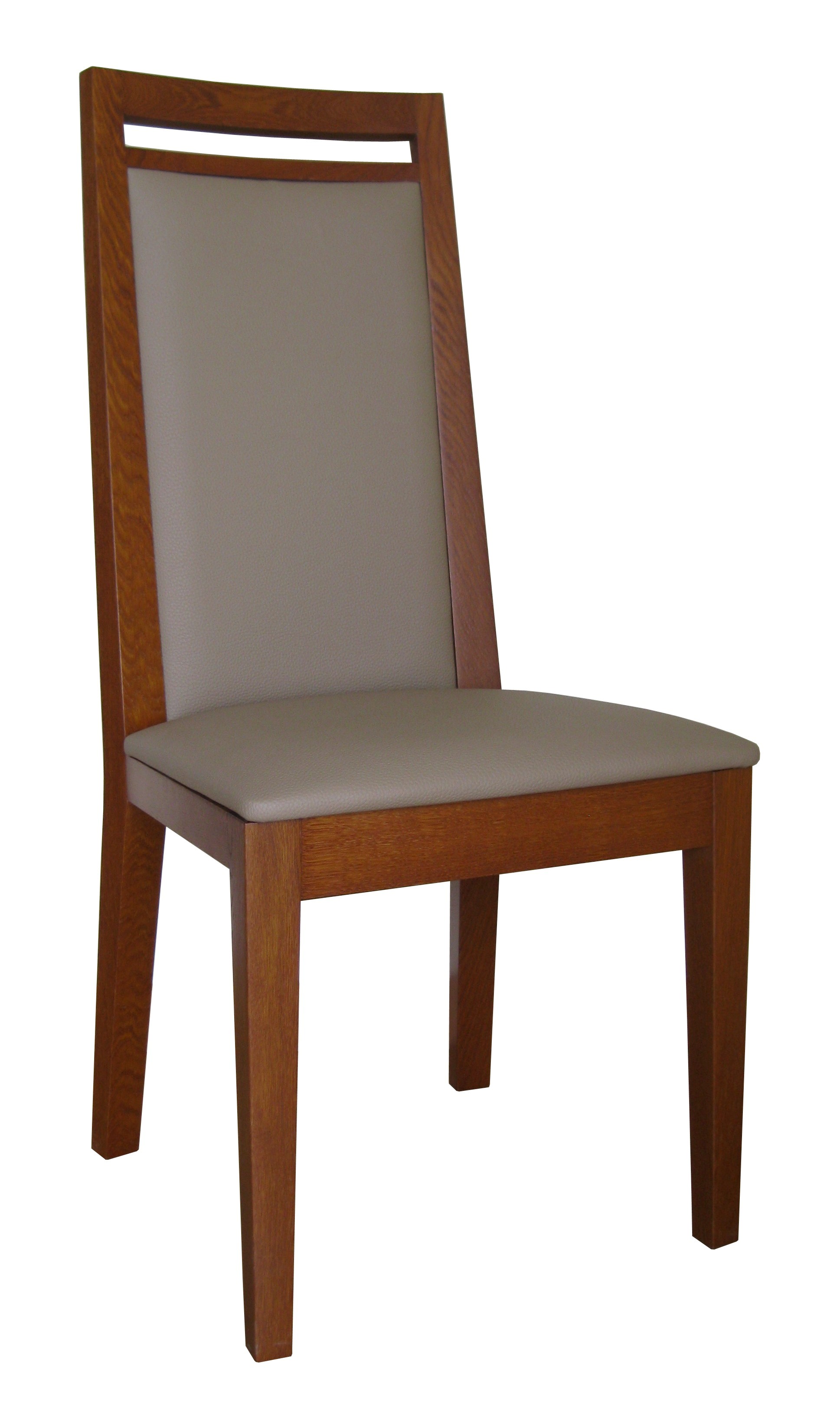 Lot de 2 chaises Graphic en chêne massif - finition teinte merisier - marron et taupe - assise et dos garnis en mousse polyéther_0